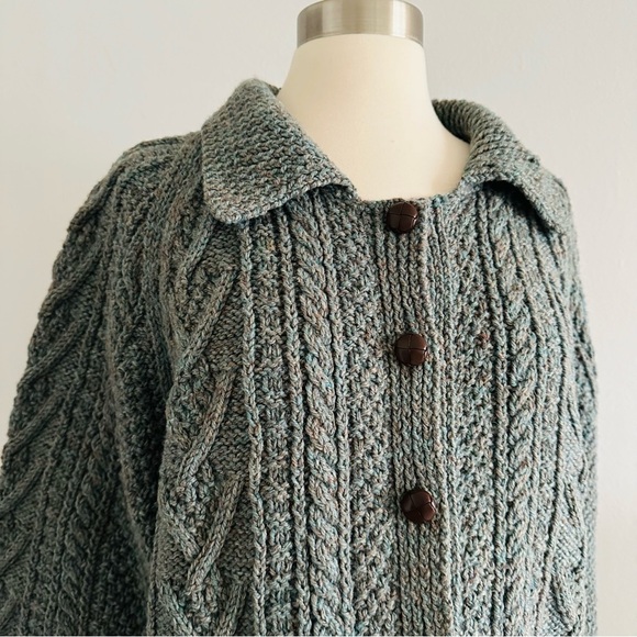 Standun 100% Wool Chunky Knit Cardigan Sweater Made In Ireland - Picture 2 of 10